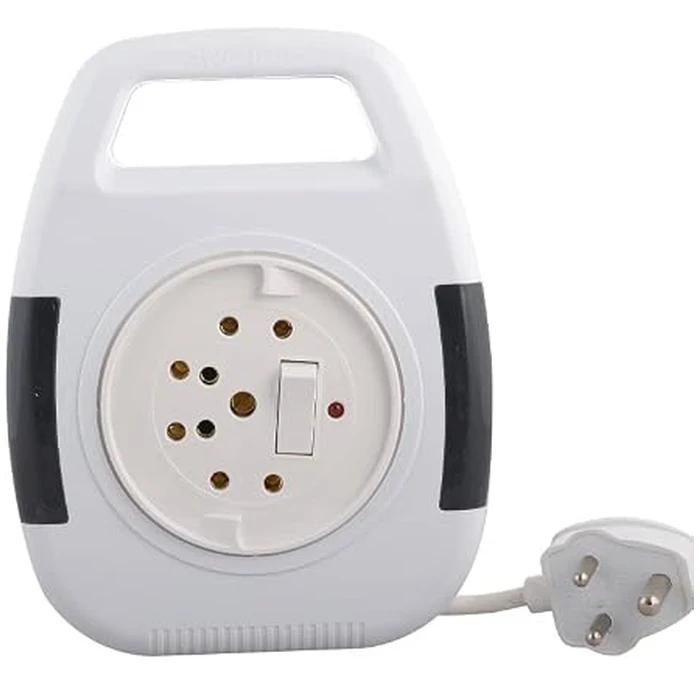 Anchor Cherry Flexicord 8M 3-Pin Retractable Extension Cord Reel | 6A 250V Heavy-Duty Copper Wire (White, 638g) | 5219B