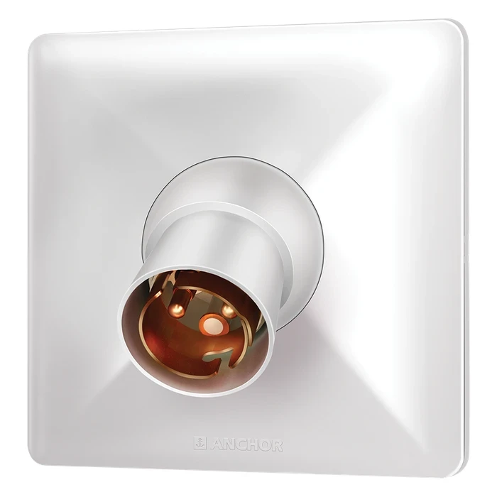 Anchor by Panasonic 6A 240V Modular B22 Angle Lamp Holder | Directional Wall Surface Mount Bulb Socket in White Finish | 39675
