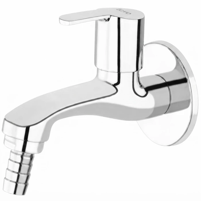Toyo Garden Bib Cock with Nozzle, Wall Flange & Operating Handle | Heavy-Duty Outdoor Water Faucet | SA-52291-G