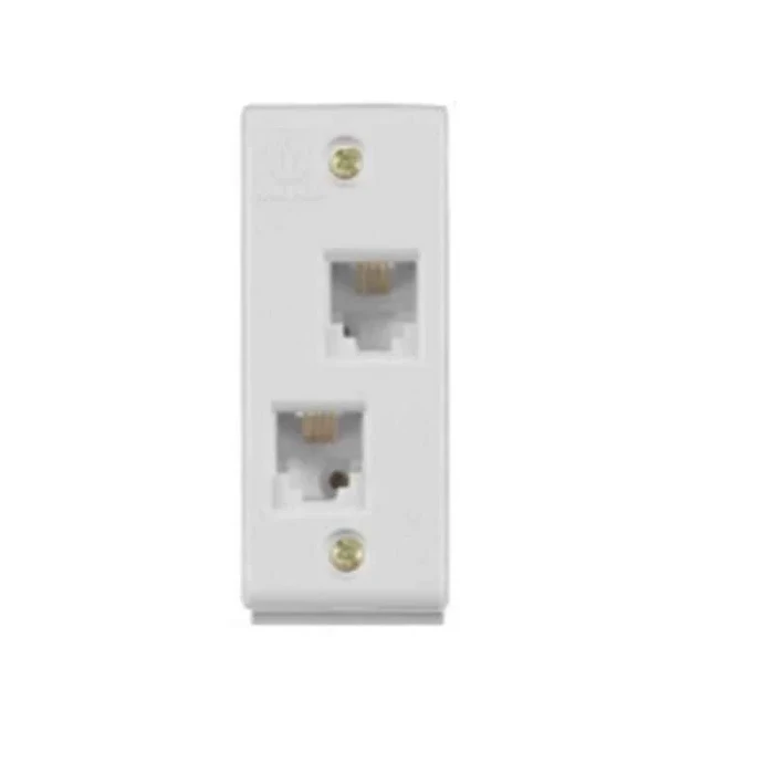 Anchor Penta PC 1-Module (1M) Dual RJ11 Double Telephone Jack (Unshuttered) | Flush In-Wall Twin Voice & Intercom Wall Outlet (White) | 14603