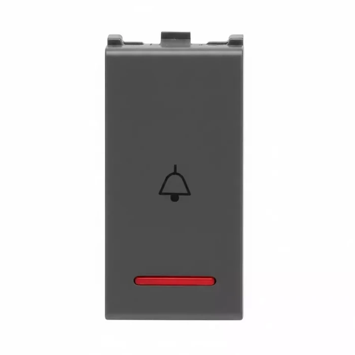 Anchor Roma Urban 1-Module (1M) 10A Bell Push Switch with Indicator | ISI-Certified 240V Momentary Push-to-ON Doorbell Switch | 66133GB (Graphite Black)