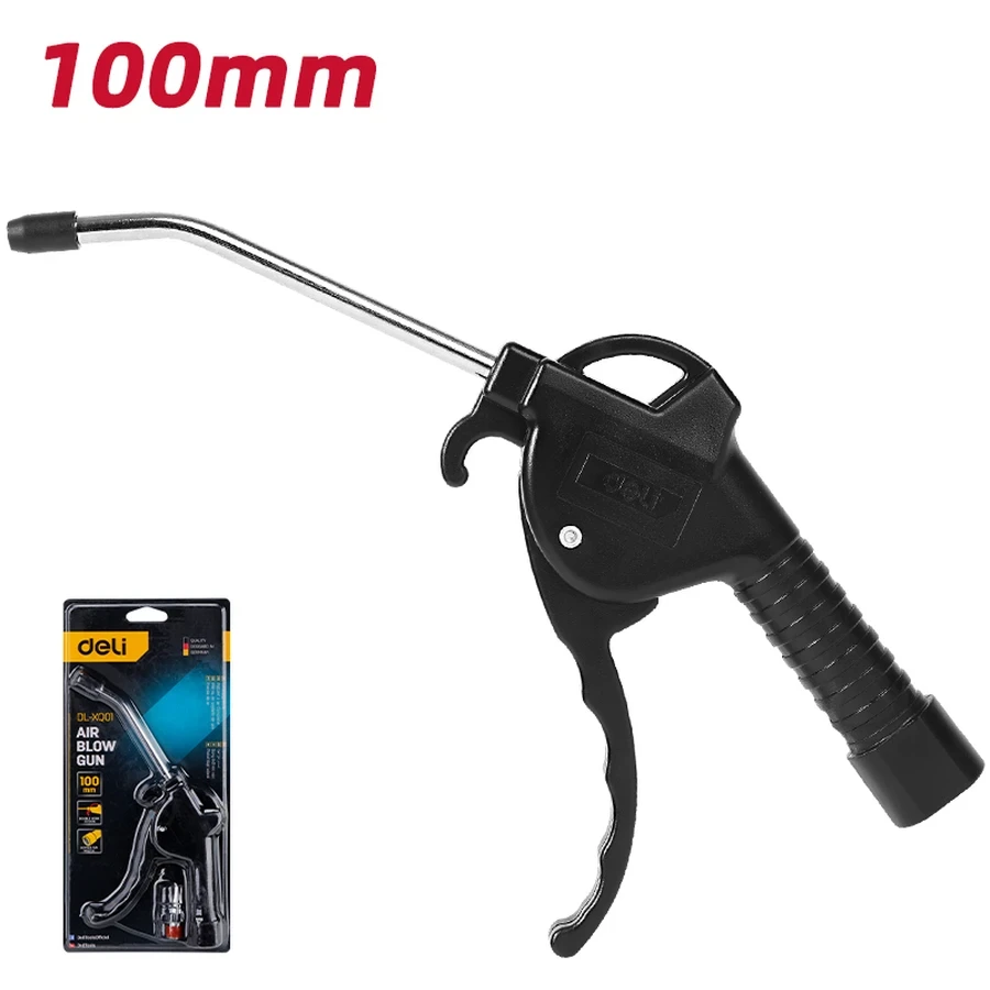 Deli 100mm Professional Pneumatic Air Blow Gun | Heavy-Duty Precision-Forged A3 Steel Duster with 350L/min High Airflow | EDL-XQ01