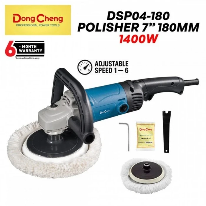 Dongcheng 7" Heavy Duty Electric Polisher 1400W | Variable Speed 690 - 3,800 RPM Constant Speed Automotive Buffing Station | DSP04-180
