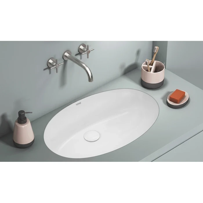Toyo White Under Counter Basin 22” x 16” | Luxury Seamless Under-Mount Wash Basin | Premium Vitreous China Ceramic Bathroom Vanity Sink | 560x410x220mm | TOYO-29011