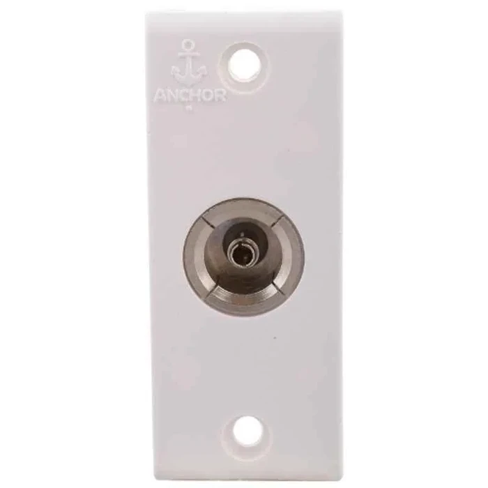 Anchor Penta PC 1-Module (1M) Mini T.V. Antenna Coaxial Wall Outlet | 75-Ohm Flush-Mount In-Wall RF Cable Socket (White) | 14606
