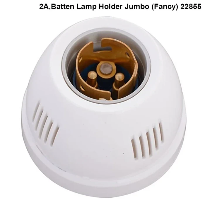 Anchor by Panasonic 6A 240V Jumbo B22 Batten Lamp Holder | Wide Base Ceiling & Wall Surface Mount Bulb Socket in White Finish | 22855