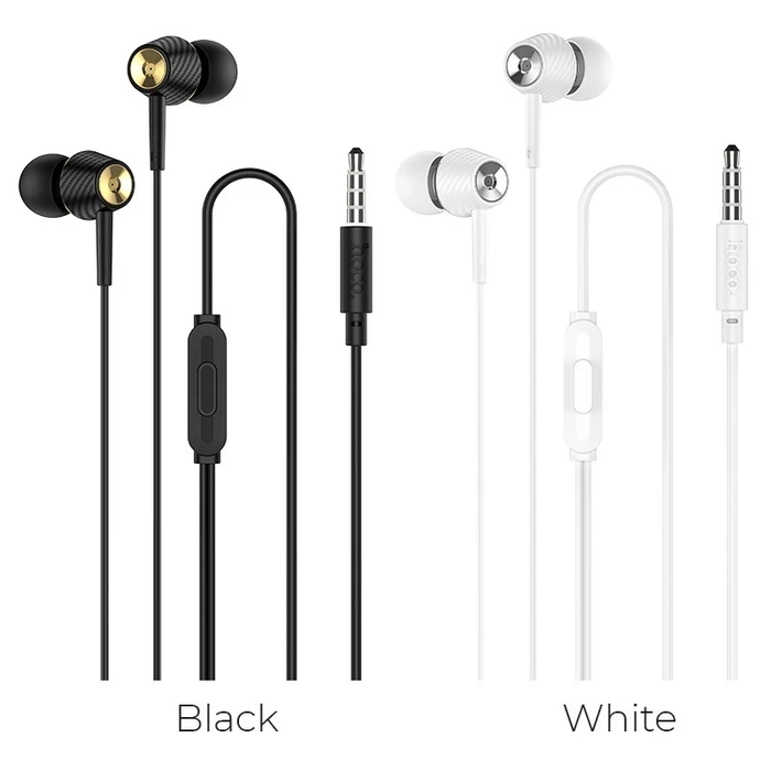 HOCO GRACEFUL Universal Wired Earphones with Mic | 10mm Driver | Black, White Finish | M70