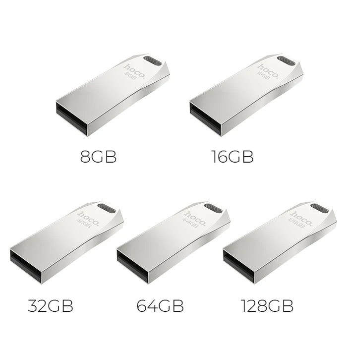 HOCO High-Speed Flash Drive | USB 2.0 Transfer Logic | Zinc Alloy Structural Matrix | 16GB 32GB 64GB 128GB | UD4