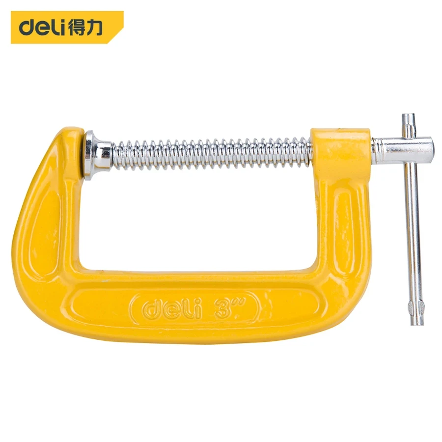 Deli Compact Heavy Duty G Clamp 3" Durable Steel Frame C-Clamp for Small-Scale Gluing, Hobby Work & Temporary Fixturing | EDL-G203