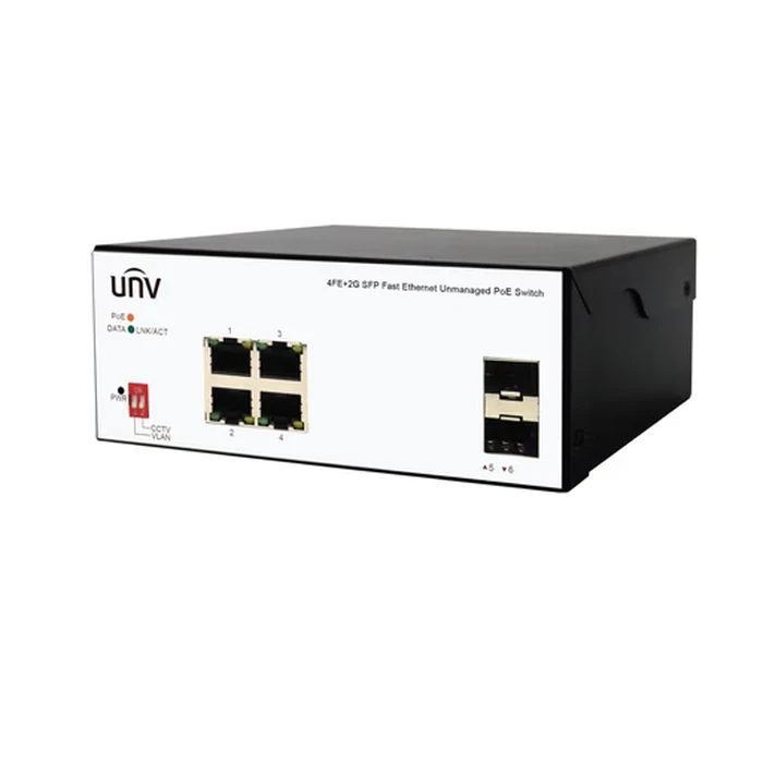 UNV 4-Port Industrial Fast Ethernet PoE Switch with 2 Gigabit SFP Slots & Harsh Environment Protection | ISW2000-4T2GP-POE-IN