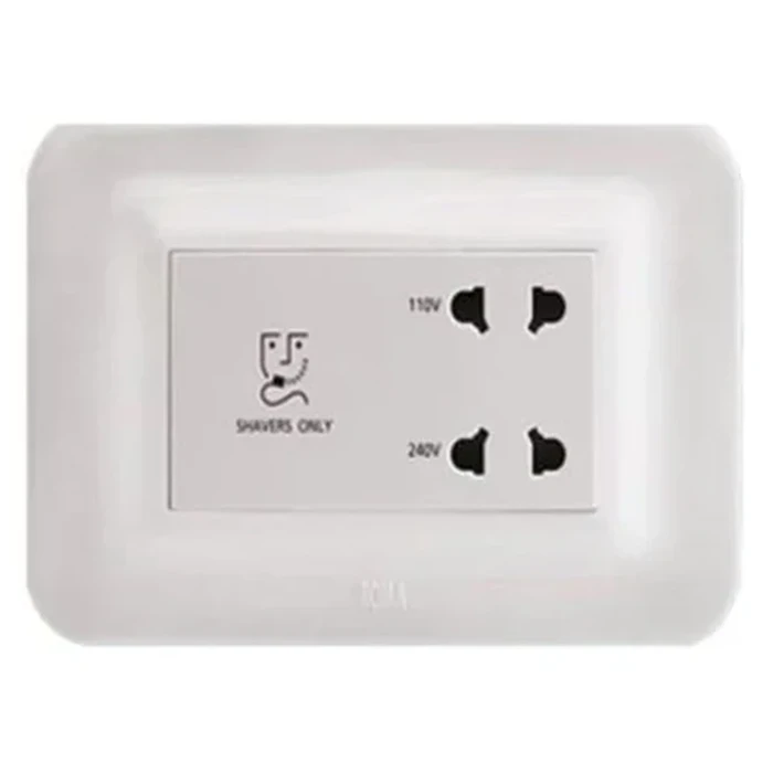 Anchor Roma 66704 Shaver Socket | 20VA Isolated Transformer Logic | 4-Module Curvy Plate | Flame Retardant White Shield