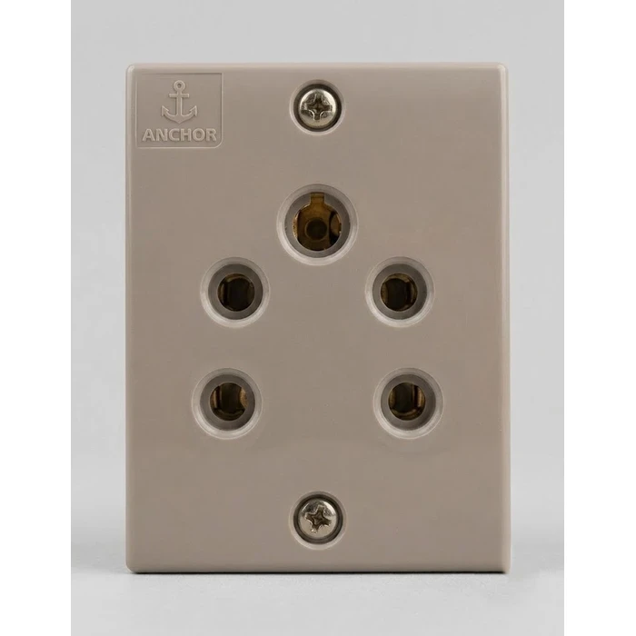 Anchor Penta Urea 6A Multi Socket 240V for 2 & 3 Pin Plugs | Flame-Retardant Wall Power Outlet in White (38375) & Ivory (50280)