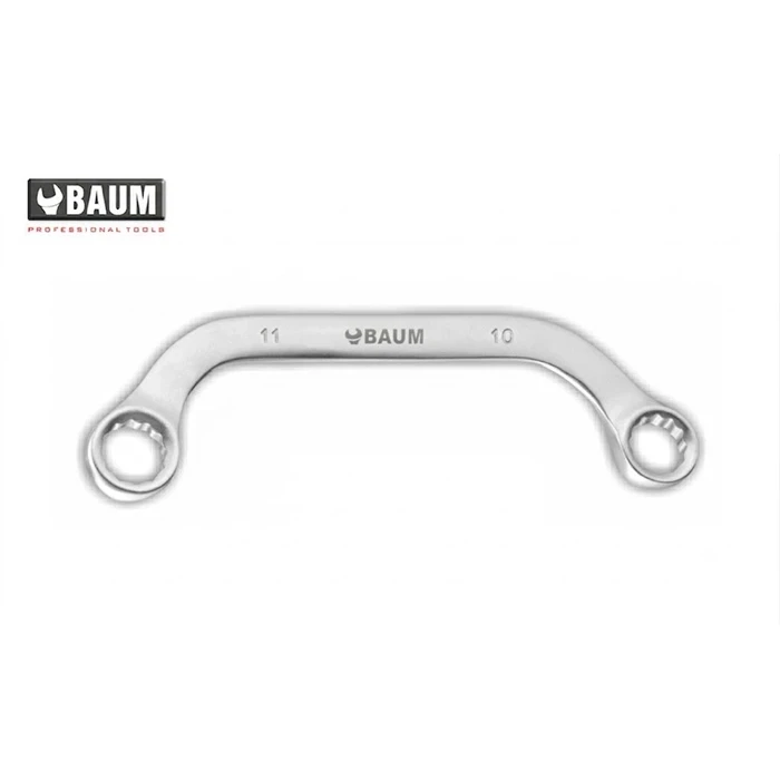 Baum Chrome Vanadium Steel Hardened & Tempered Elliptical Pattern Dual End 12-Point Bi-Hex Half Moon Obstruction Ring Spanner Art-65