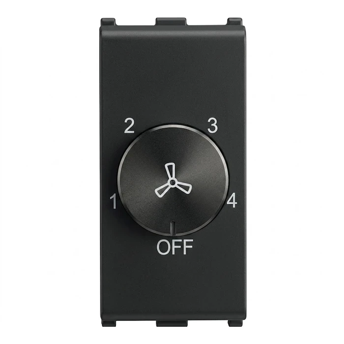 Anchor Roma Urban 1-Module (1M) 100W Step Fan Regulator 240V | Hum-Free In-Wall Rotary Ceiling Fan Speed Controller | 66501S (Silver) & 66501GB (Graphite Black)