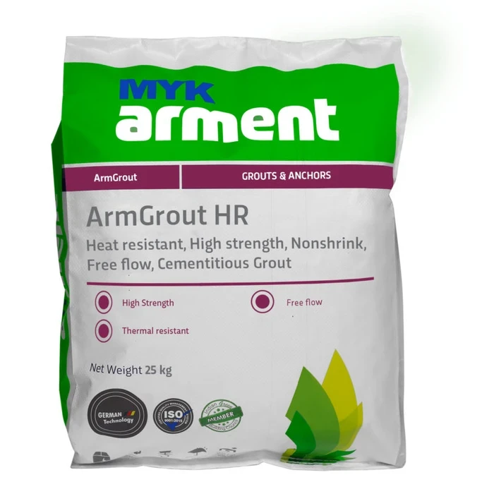 ArmGrout HR Professional Heat-Resistant Non-Shrink Cementitious Grout | High-Strength 500°C Thermal Free-Flow Anchoring Mortar for Blast Furnaces & Chimneys | 25kg