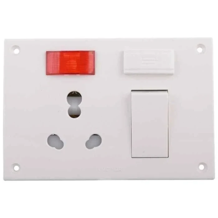 Anchor Penta PC 20A/10A (6A/16A) Capton 5-in-1 Switch & Socket Combined Unit 240V | 4 Fixing Holes Spark-Shield & IP20 Concealed Terminals (White) | 14618