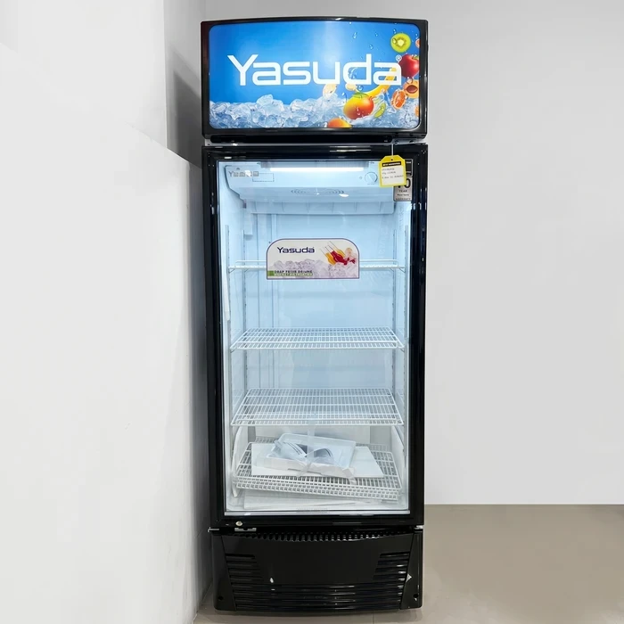 Yasuda Commercial Upright Beverage Cooler | 250L Direct Cool Fan-Assist Glass Door Merchandiser | A++ Energy Saving Tropical Compressor Showcase | Premium Black | YS-SCA250
