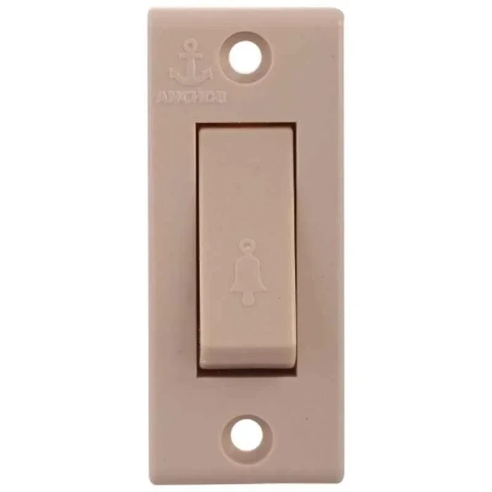 Anchor Penta Urea Deluxe 6A 1-Way Bell Push Switch 240V | ISI-Certified Flame-Retardant Thermoset Urea Door Chime Trigger (Ivory) | 50042