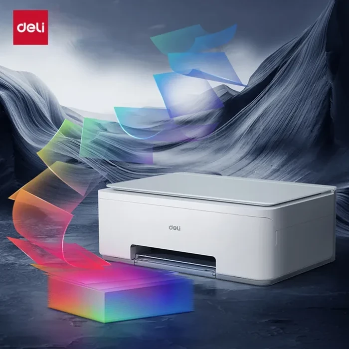 Deli Wireless All-in-One Color Inkjet Bulk Ink Tank Printer with 0.96" LCD Screen, Bluetooth & WLAN Connectivity D511W