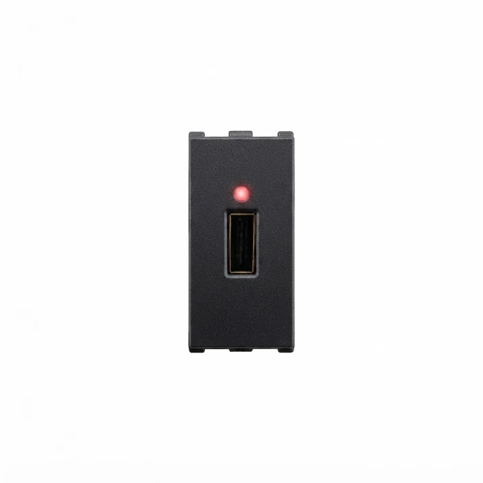 Anchor Roma Urban 1-Module (1M) Single Port USB Charger 5V 1000mA (1A) | V0-Grade Flame-Retardant Modular Wall Charger | 66709GB (Graphite Black)