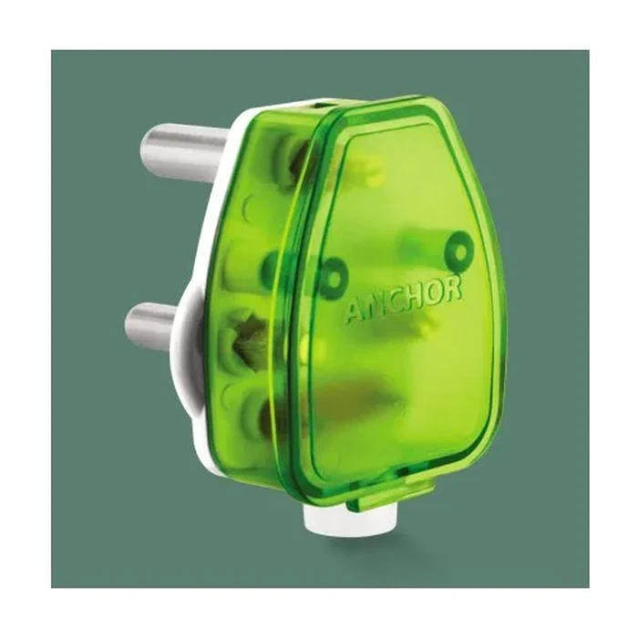 Anchor by Panasonic 6A 3-Pin Rewirable Male Plug Top with Solid Brass Pins (White, Red/White & Green/White Options) | 240V Grounded Power Cord Termination for Computers, TVs & Home Electronics | 38626