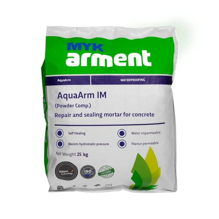 AquaArm IM Crystalline-Based Concrete Repair & Sealing Mortar | High-Strength Watertight Fillet & Crack Sealer (3–12mm Single Pass, Grey) | AquaArm Series
