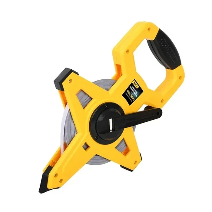 Deli 30M Professional Long Steel Tape Measure | Heavy-Duty 3:1 High-Speed Gear Rewind Surveyor Tape with Metric & Inch Scales and Impact ABS+TPR Case | EDL9030GY
