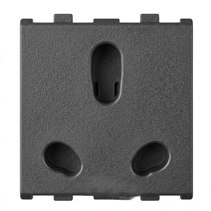 Anchor Roma Urban 2-Module (2M) 6A/16A Twin Socket 240V | ISI-Certified Dual-Rating Modular In-Wall Power Outlet | 66455S (Silver) & 66455GB (Graphite Black)
