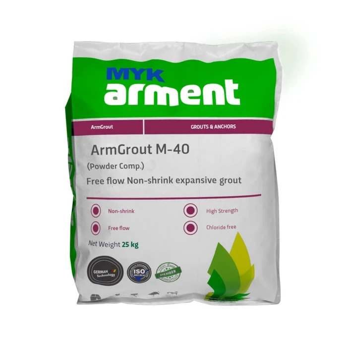 ArmGrout M-40 Professional Free-Flow Non-Shrink Expansive Cementitious Grout | High-Strength 40 N/mm² Precision Machinery Base Anchoring Compound | 25kg