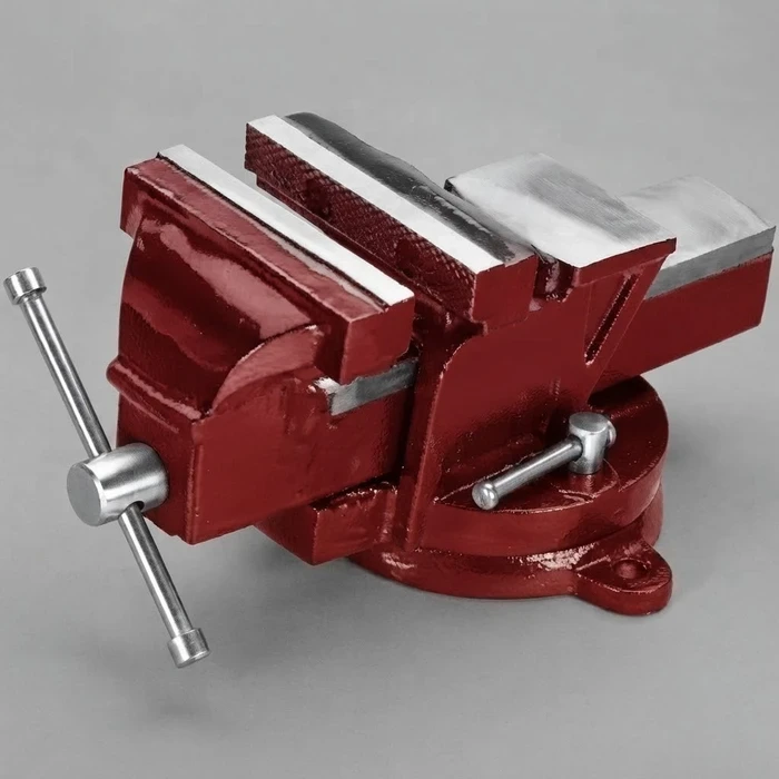 BAUM Heavy-Duty Fixed Base Cast Iron Bench Vice | Hardened Replaceable Knurled Steel Jaws & Integrated Anvil | Model ART 218 (Sizes 2.5" to 6")