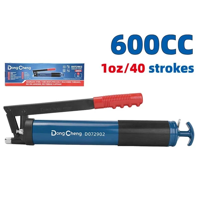 Dongcheng DG 600CC (21 Oz) Double-Pump High-Volume Grease Gun | 4500 PSI Working Pressure with Aluminum Die-Cast Head & 4-Piece Accessory Kit | TPHYQ600-2