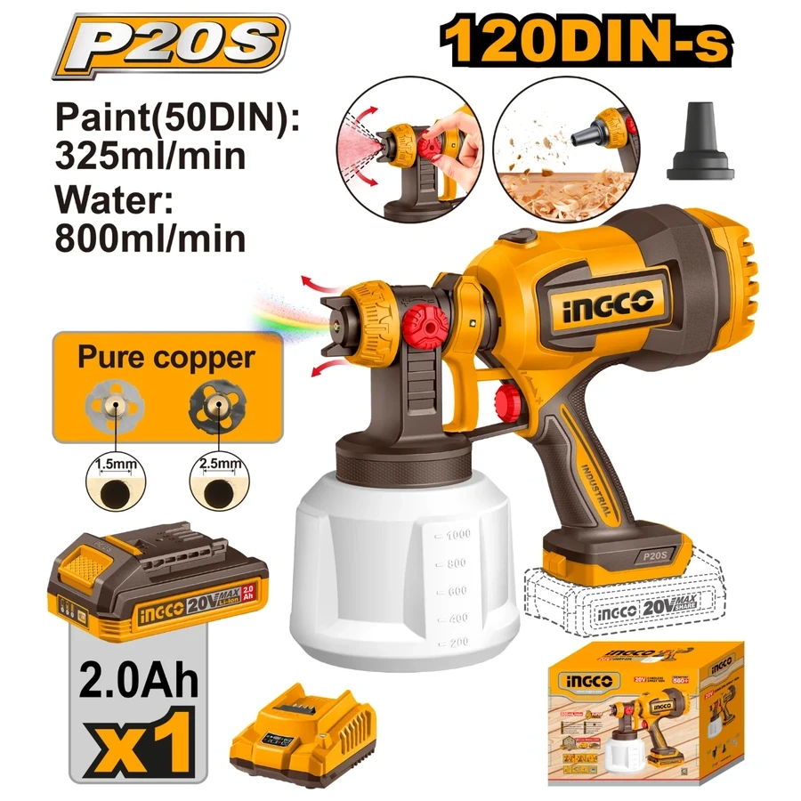 Cordless Spray Gun | CSGLI20042 | 20V Max | High-Efficiency HVLP Painting Kit