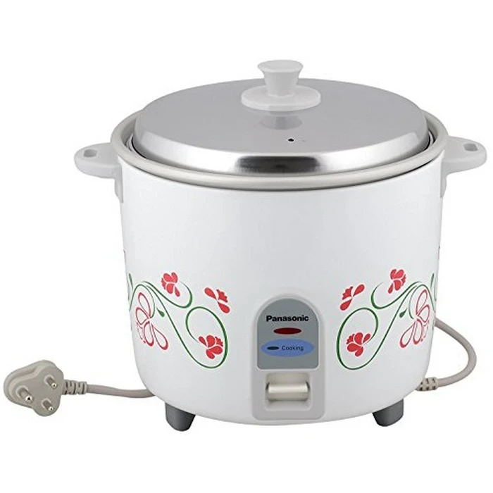 Panasonic 2.2L Automatic Drum Electric Cooker | Hard-Anodized Aluminium Pan | 660W Auto Keep Warm & Shut-Off Safety | Model SR-WA22(F) White with Floral Pattern