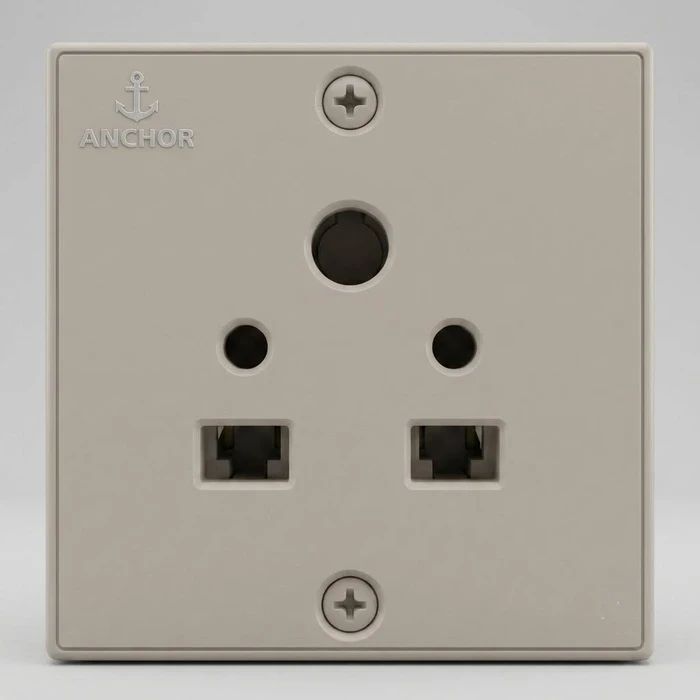 Anchor Penta Urea 6A 3-in-1 (2 Pin + 3 Pin) Electrical Wall Socket 240V | Flame-Retardant Multi-Plug Power Outlet in White (38353) & Ivory (50268)