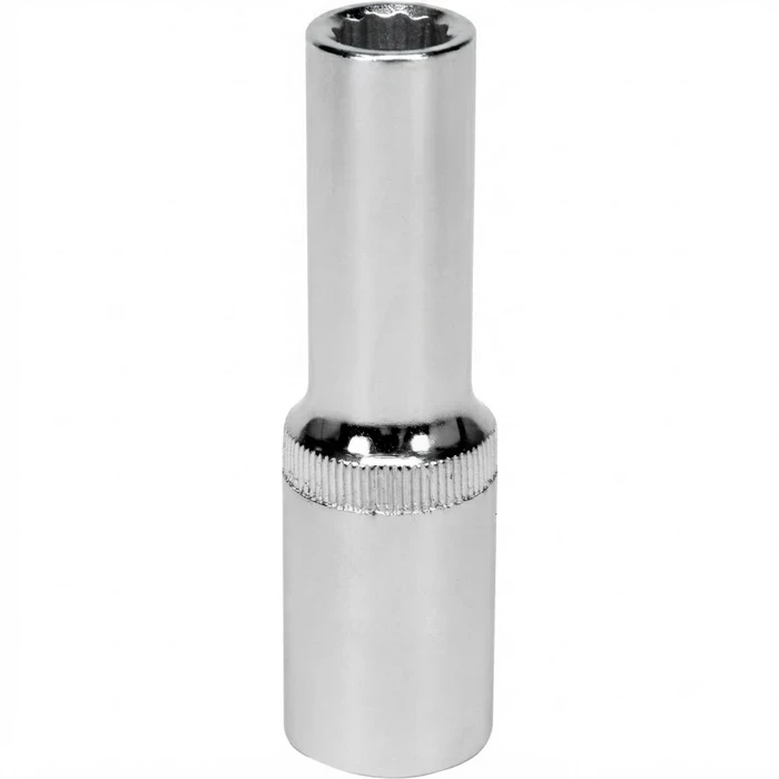Baum 1/2" Drive Metric Chrome Vanadium Steel Matte Double Chrome Plated 12-Point Bi-Hex Deep Wall Socket Art-407