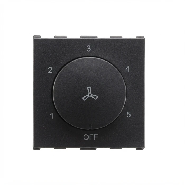 Anchor Roma Urban 2-Module (2M) 100W Step Fan Regulator 240V | Hum-Free In-Wall Rotary Ceiling Fan Speed Controller | 66502S (Silver) & 66502GB (Graphite Black)