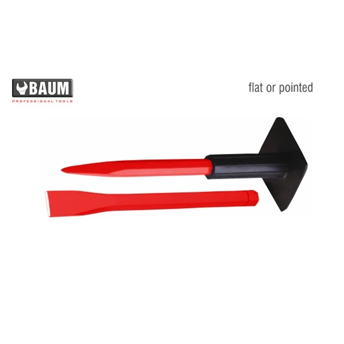 BAUM Heavy-Duty Drop-Forged Hexagonal Cold Chisel | Hardened & Ground High-Grade Steel with Rust-Proof Red Finish | Model ART 242 (Assorted Millimeter Sizes)