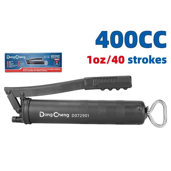 Dongcheng DG 400CC (14 Oz) Heavy-Duty Lever Grease Gun | 4500 PSI Working Pressure with Aluminum Die-Cast Head & 4-Piece Nozzle Kit | TPHYQ400-1
