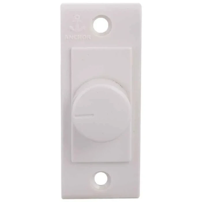 Anchor Penta PC 1-Module (1M) 450W Mini Rotary Light Dimmer 240V | Stepless Flush In-Wall Ambient Lighting Controller (White) | 14503