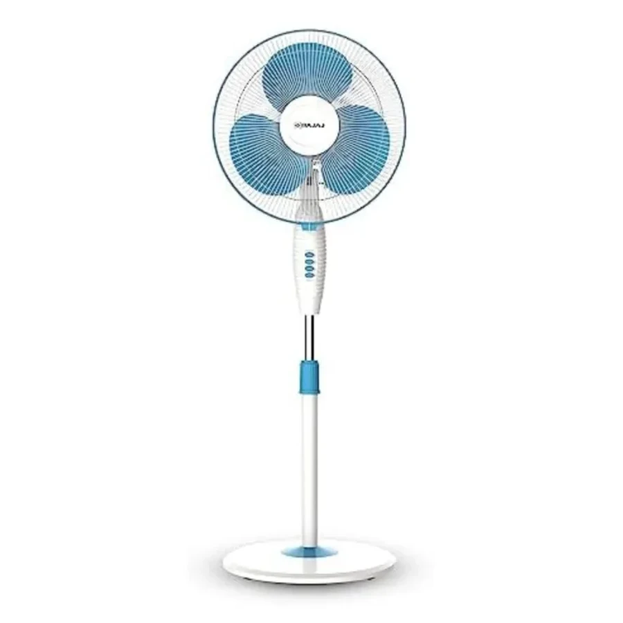 Bajaj Turbo 16" Pedestal Fan | 1350 RPM Energy-Saving 55W Motor & 3-Speed Push Button Control | Wide-Angle Smooth Oscillation Floor Stand | Fiji Blue | 252106