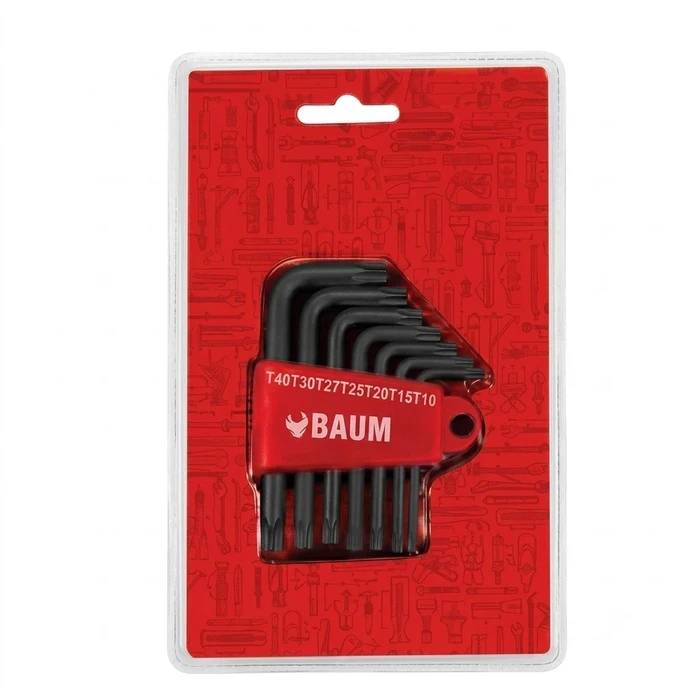 BAUM 7-Piece Star Torx Allen Key Wrench Set | High-Grade Alloy Steel with 50 HrC Hardness & Black Finish | Compact Blow Storage Case | Model ART 447/7 (T10 - T40)