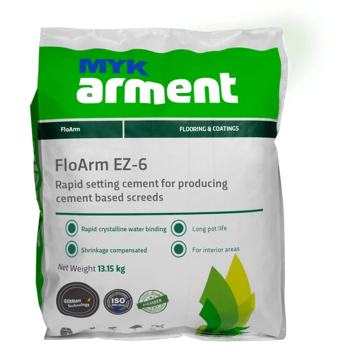 FloArm EZ-6 Professional Rapid-Setting Screed Cement | High-Strength Fast-Curing Floor Binder for 4-Hour Traffic & Early Finishes | 25kg