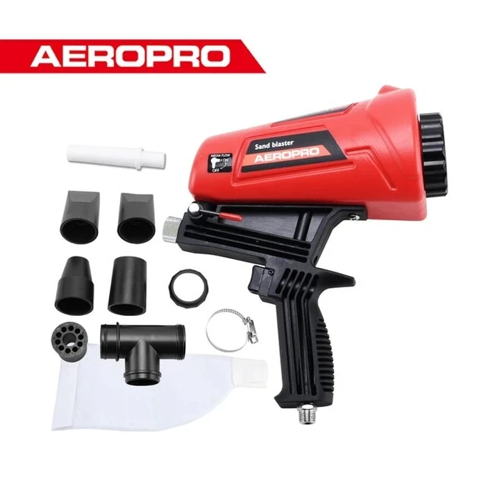 AEROPRO V641 Gravity Feed Sandblasting Gun | 900ml (30 oz) Hopper 5mm Nozzle 44–116 PSI Handheld Rust & Paint Removal Blaster
