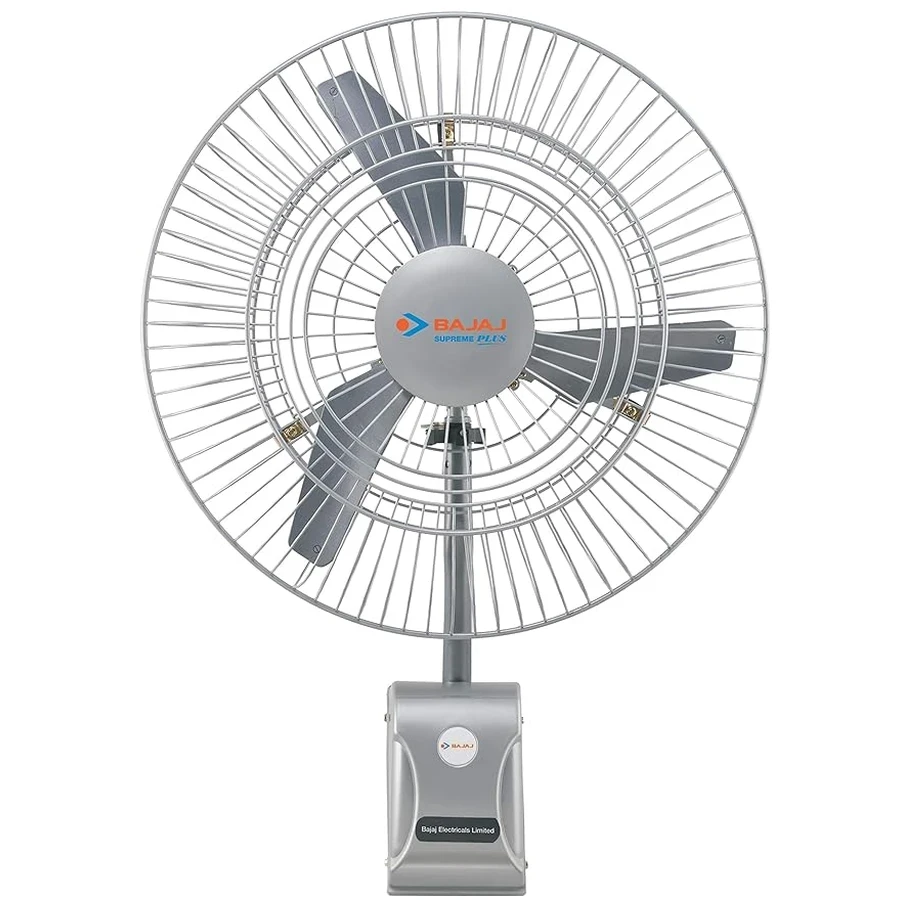 Bajaj Supreme Plus 18" Air Circulator Wall Fan | 410W High-Velocity Motor & 450mm ABS Aerodynamic Blades | Heavy-Duty Space Saving Design | Grey | 250527