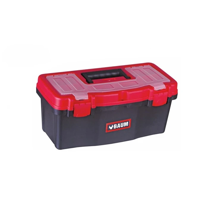 Baum High Grade Plastic Extra Deep Storage Professional Tool Box With Deluxe Lift Out Tote Tray and Sure Grip Handle Art-B16