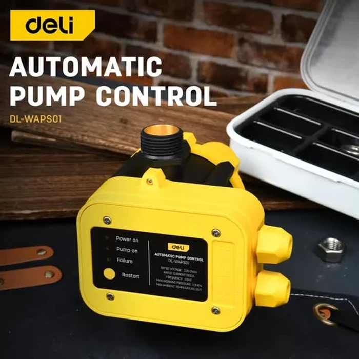 Deli Professional Automatic Water Pump Control Switch | Heavy-Duty IP65 Waterproof Digital Pressure Controller with 1.5 Bar Start, 10 Bar Max Limit & 1" Thread Connections | EDL-WAPS01
