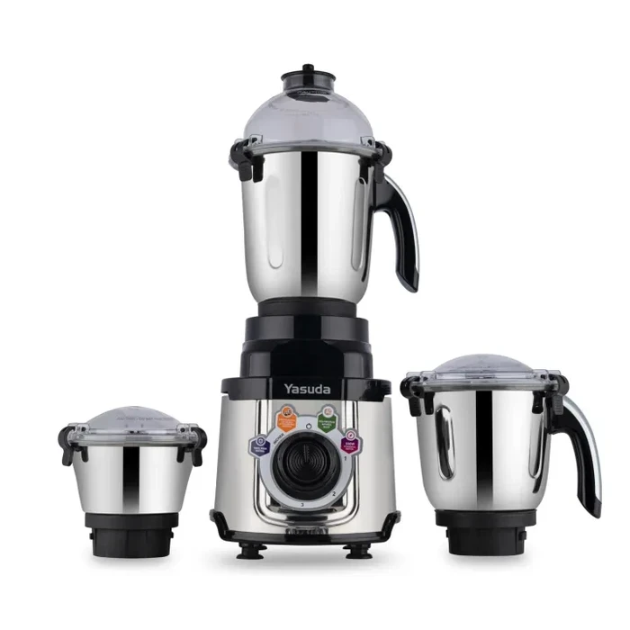 Yasuda Power Steel 750W Mixer Grinder | Durable Stainless Steel Body | 3 Jars with Flow Breakers Anti-Rust Blades Unbreakable Transparent Lids | YS-3700U