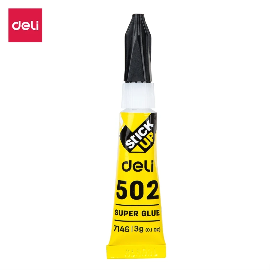 Deli Instant Dry Super Glue | 3g Cyanoacrylate Strong Multi-Surface Fast-Bonding Adhesive with Precision Aluminum Tip (Pack of 8 Pcs) | E7146