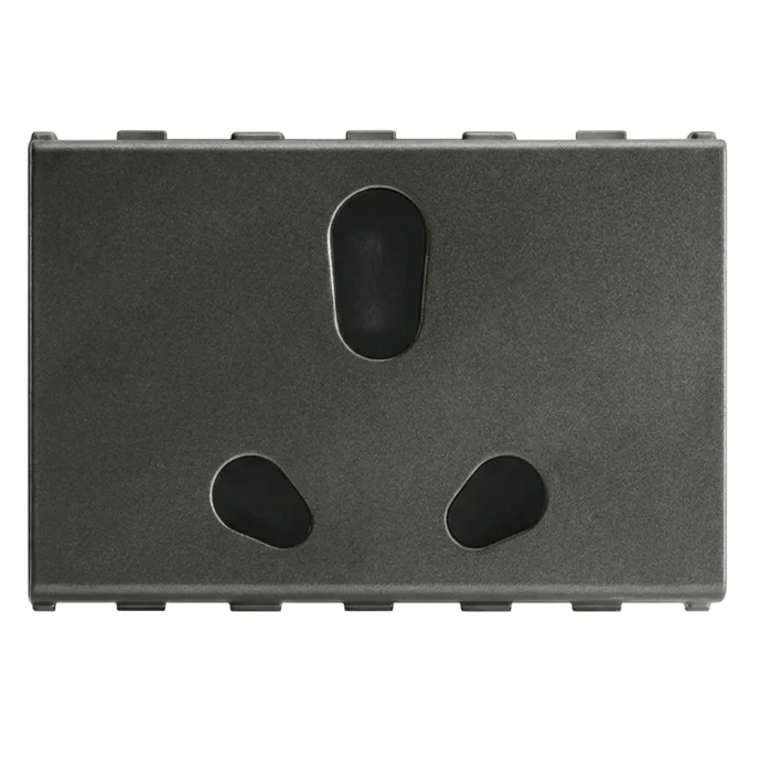 Anchor Roma Urban 3-Module (3M) 20A/10A Twin Power Socket 240V | ISI-Certified Dual-Outlet In-Wall Modular Receptacle | 66406S (Silver) & 66406GB (Graphite Black)