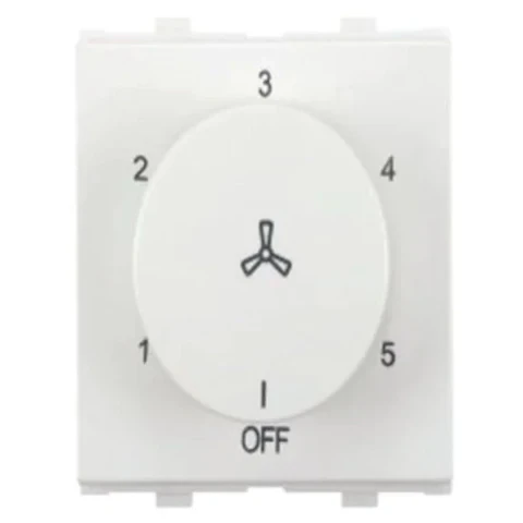Anchor Penta Modular 100W High Speed Fan Regulator (2M, 5-Step, White & Black Options) | 240V IP20 Hum-Free Dura Ceiling Fan Speed Controller | 65303 / 65303B